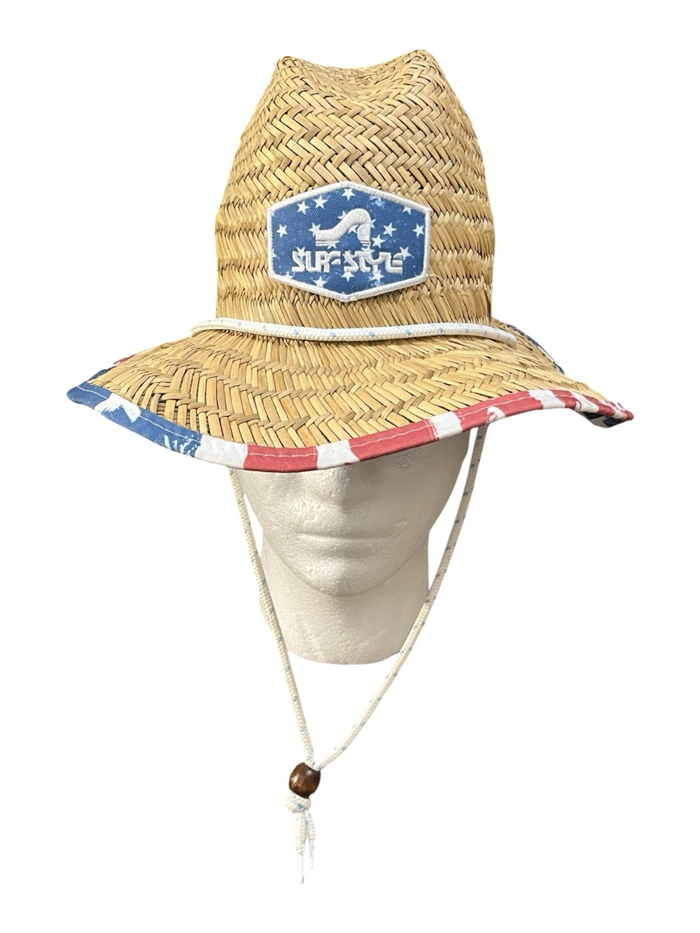 surf style Black and White Kids One Piece Straw Hat
